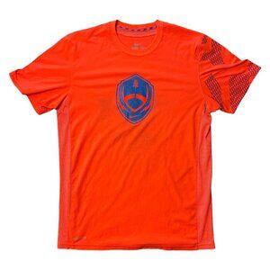 Nike Football Orange Blue Dri Fit Electric Center Tee Size Medium